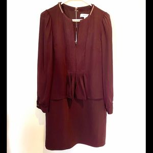 REISS peplum dress with gold chain detail